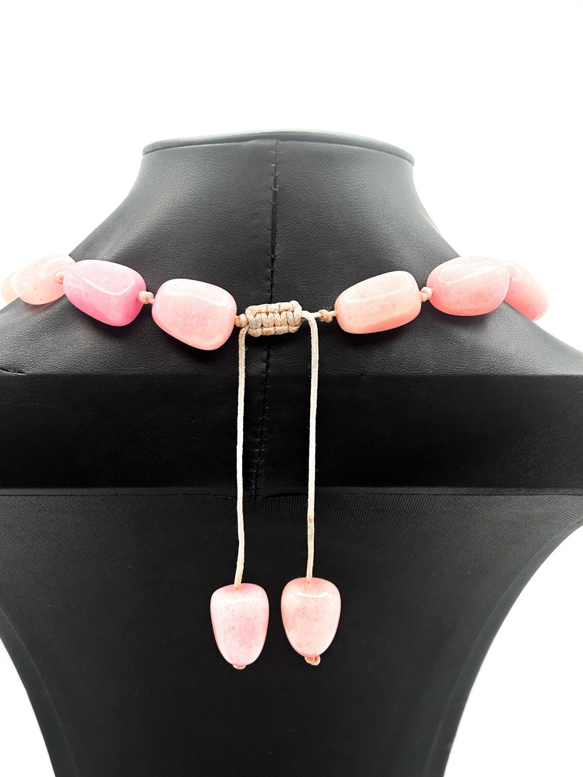 Lola Rose Pink Jade Chunk Necklace – Adjustable Cord boho