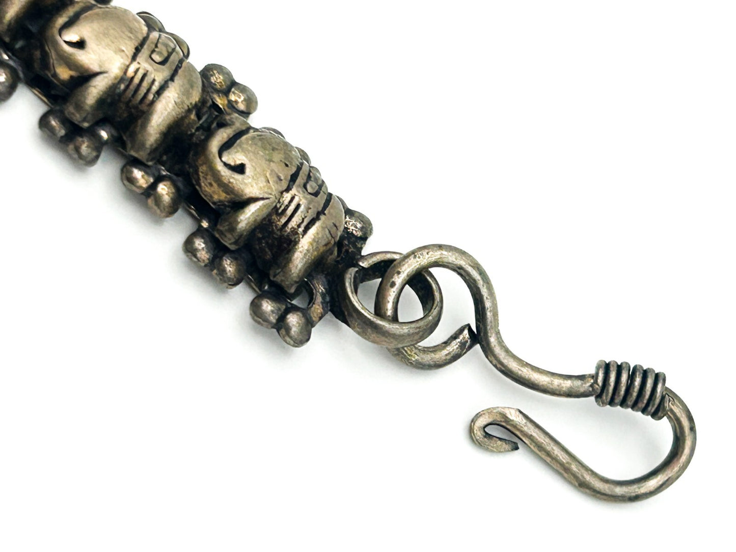 Vintage Silver Tone Elephant Panel Link Bracelet Boho