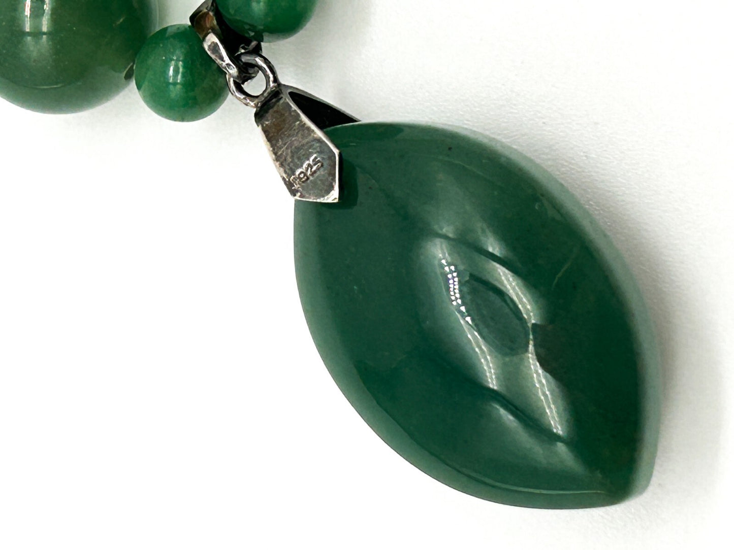 Aventurine Necklace & Earrings Set 925 Sterling Silver Pendant Bale 21”