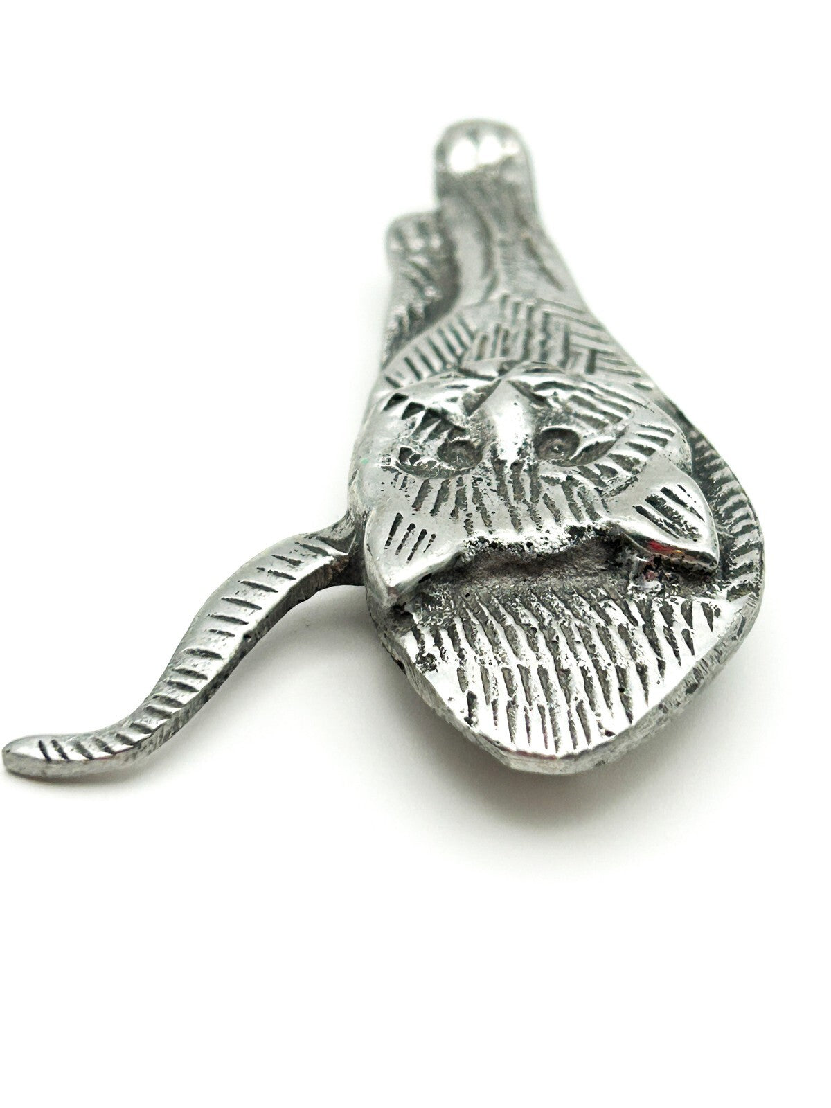 Vintage Silver Tone Prowling Cat Brooch