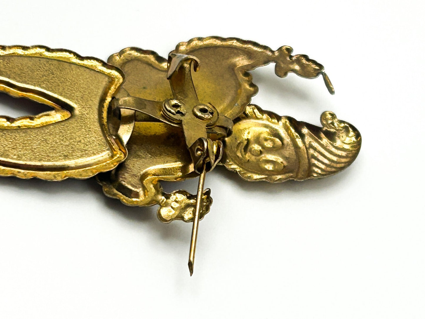 Articulated Clown Brooch Gold Tone Glitter Jester Pin