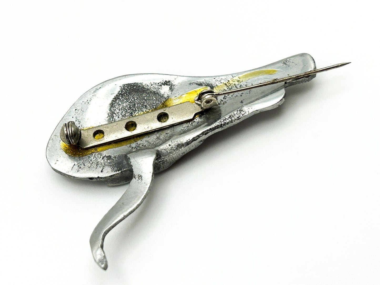 Vintage Silver Tone Prowling Cat Brooch