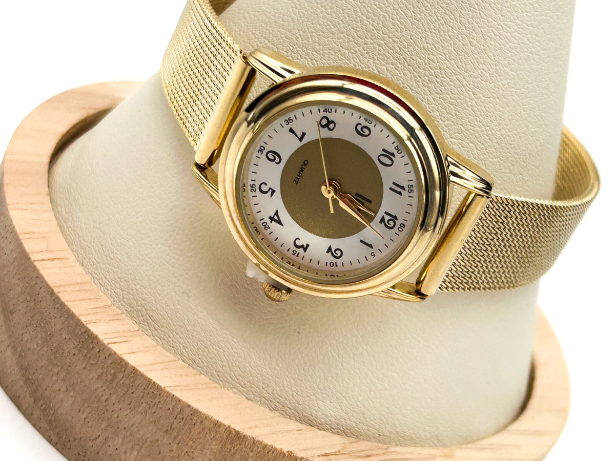 Vintage New LIP Classics Gold Tone Ladies Quartz Mesh Bracelet Watch Untested