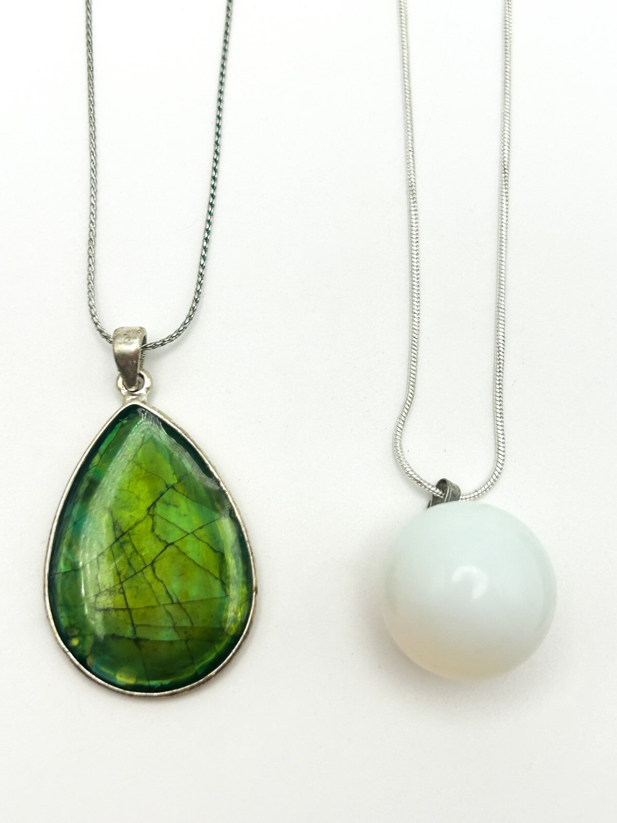 Silver Tone Pendant Necklace Bundle Dragonfly Sun Leaf Gemstone x5