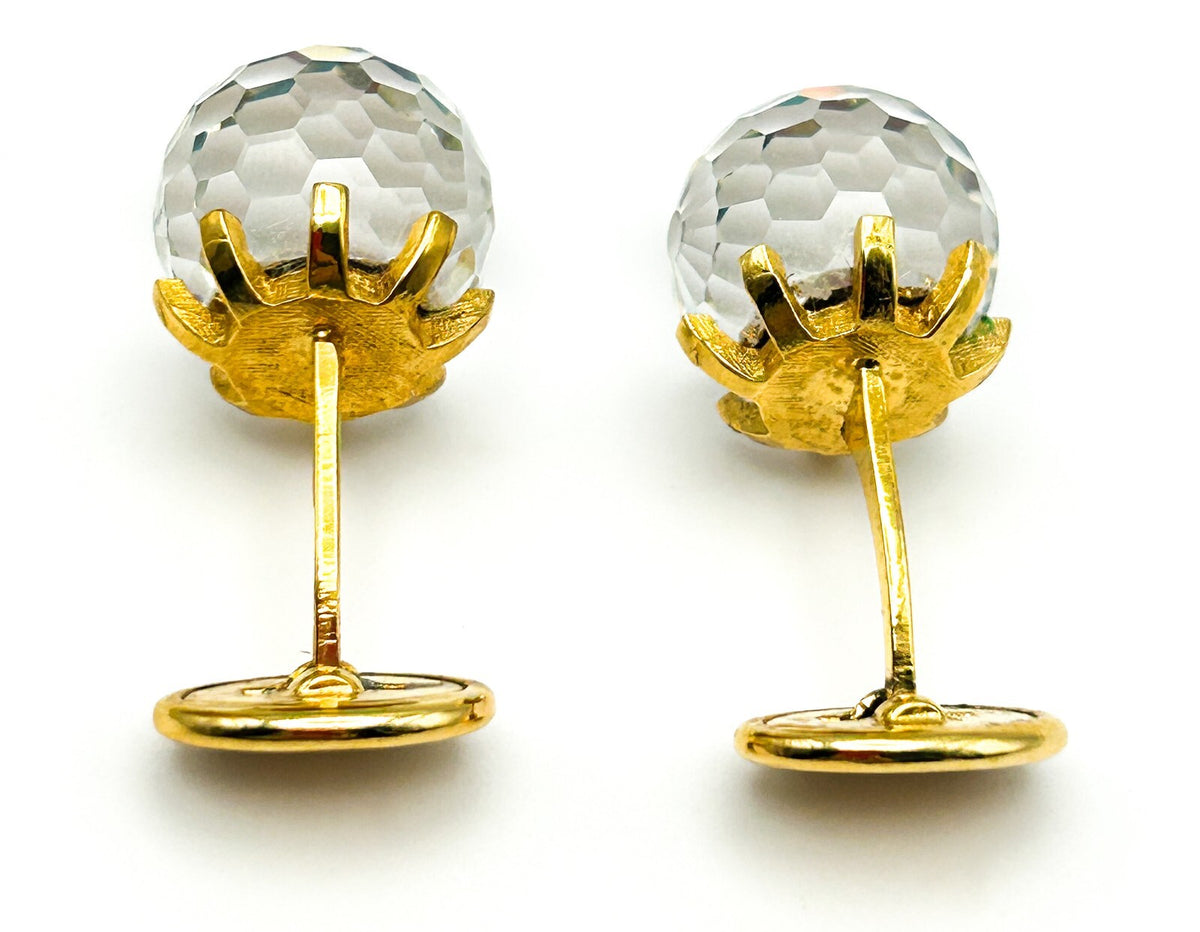 Don Loper Rock Crystal Cufflinks Gold Tone Iridescent Colour Shift Vintage Boxed