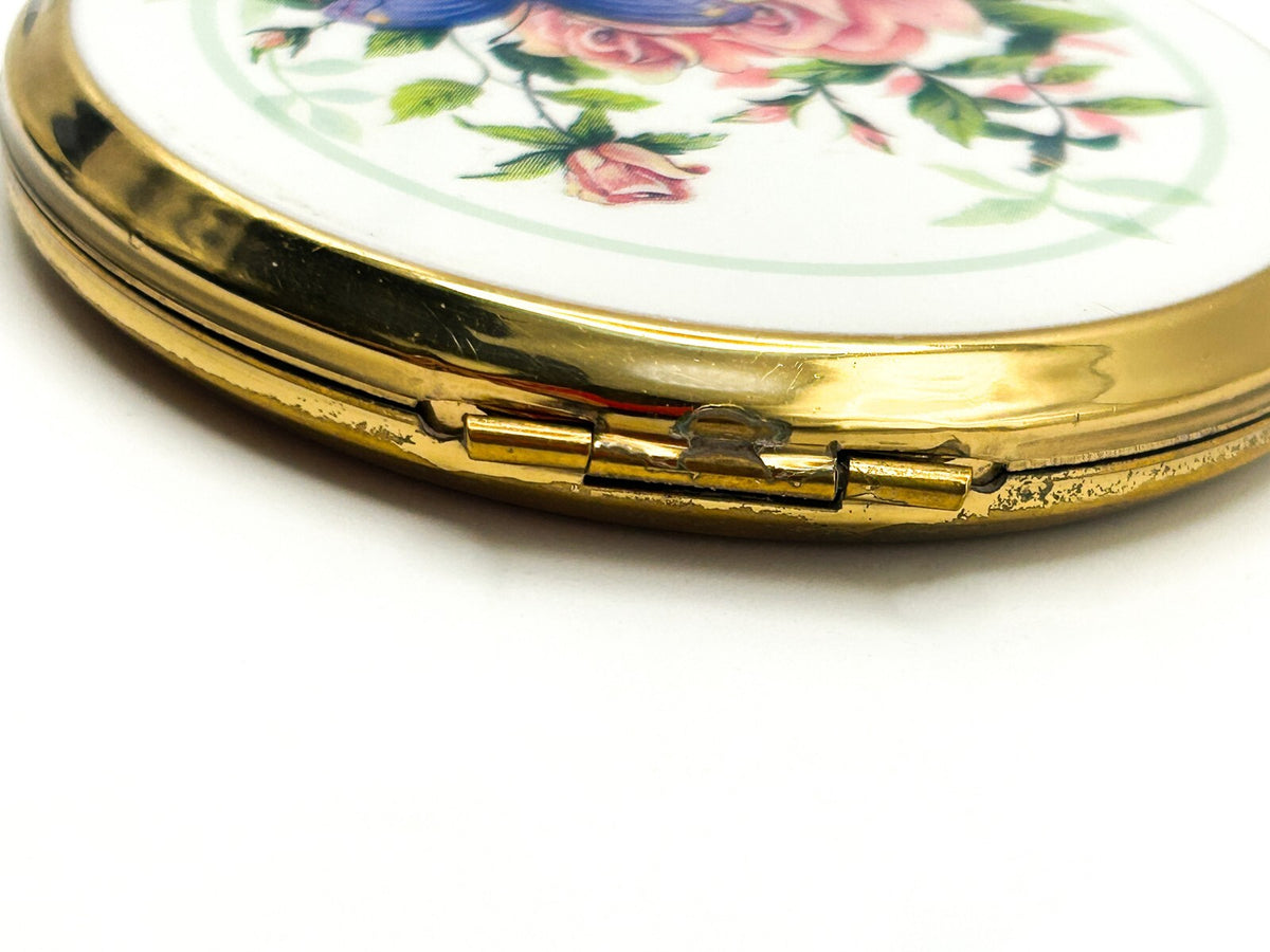 Vintage Stratton Floral Butterfly Powder Compact Gold Tone Mirror England