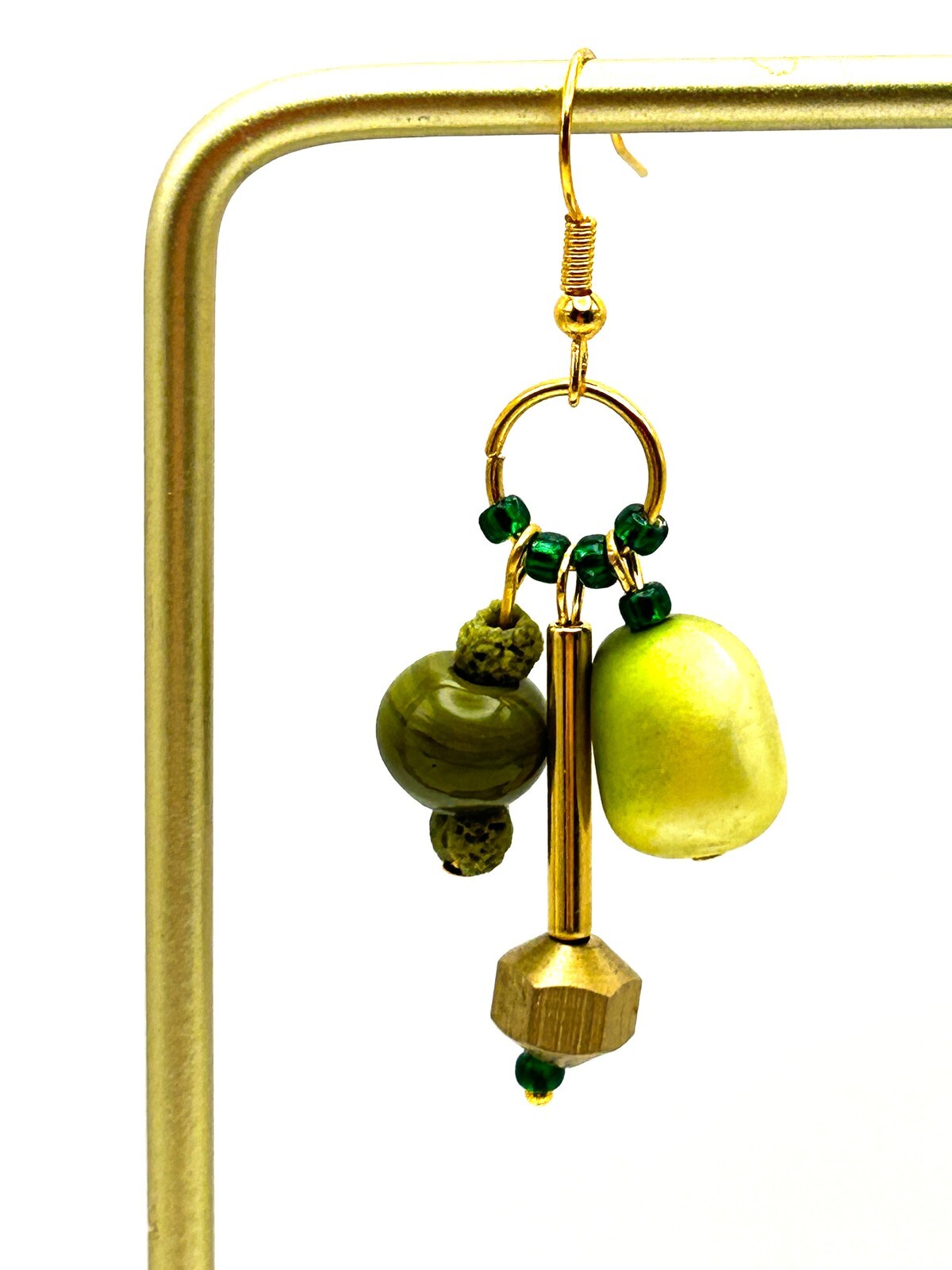 BD-Eye Original Green Cha Cha Necklace & Earrings Set Vintage Beads Statement
