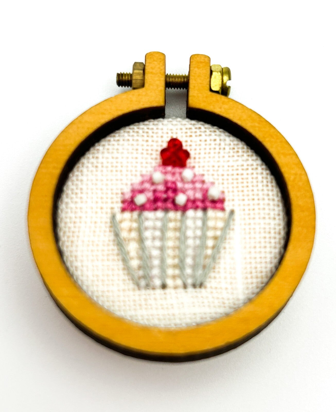 Signed Artisan Needles & Sparkles Handmade Embroidered Brooch Bundle (Set of 4)