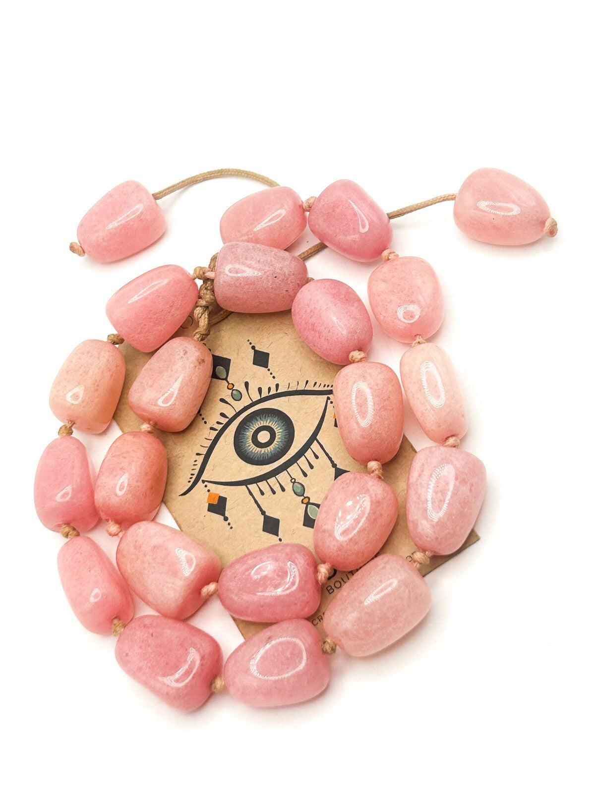 Lola Rose Pink Jade Chunk Necklace – Adjustable Cord boho