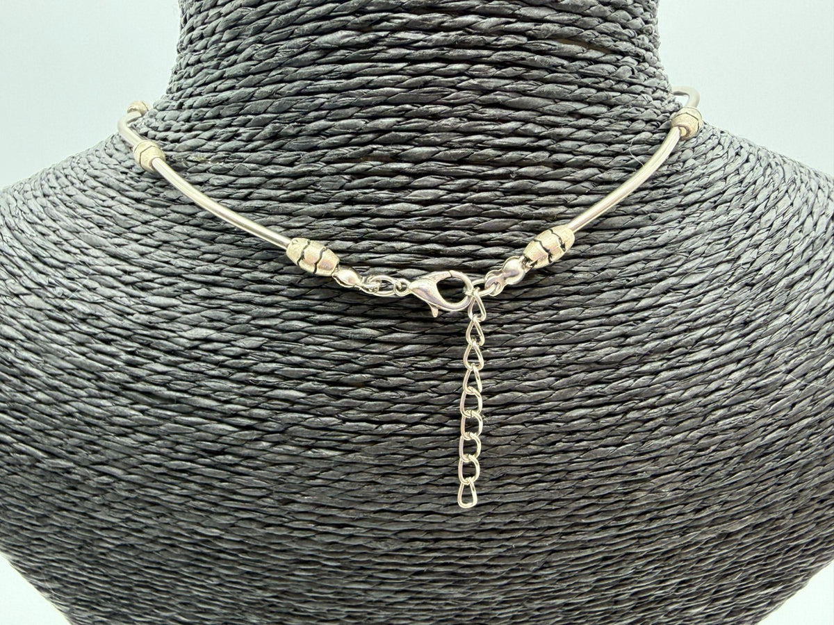Elephant Pendant Necklace Silver Tone Beaded Tribal Boho Style Animal Charm Cute