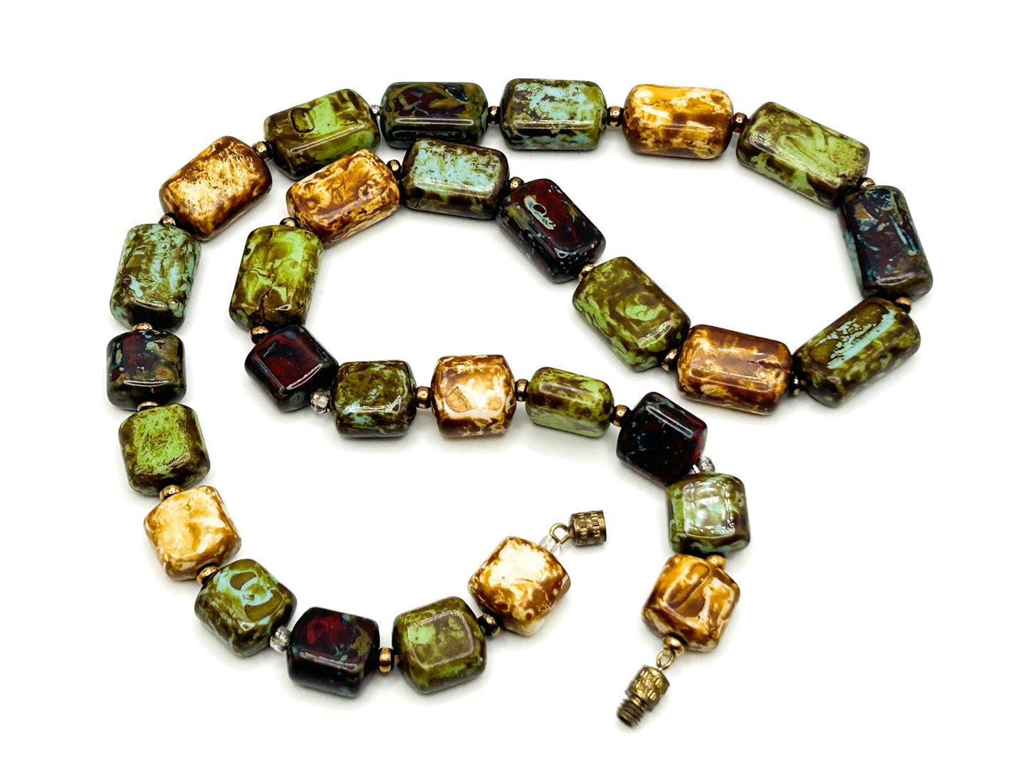 Vintage Picasso Mottled Glass Bead Necklace – 21.5”