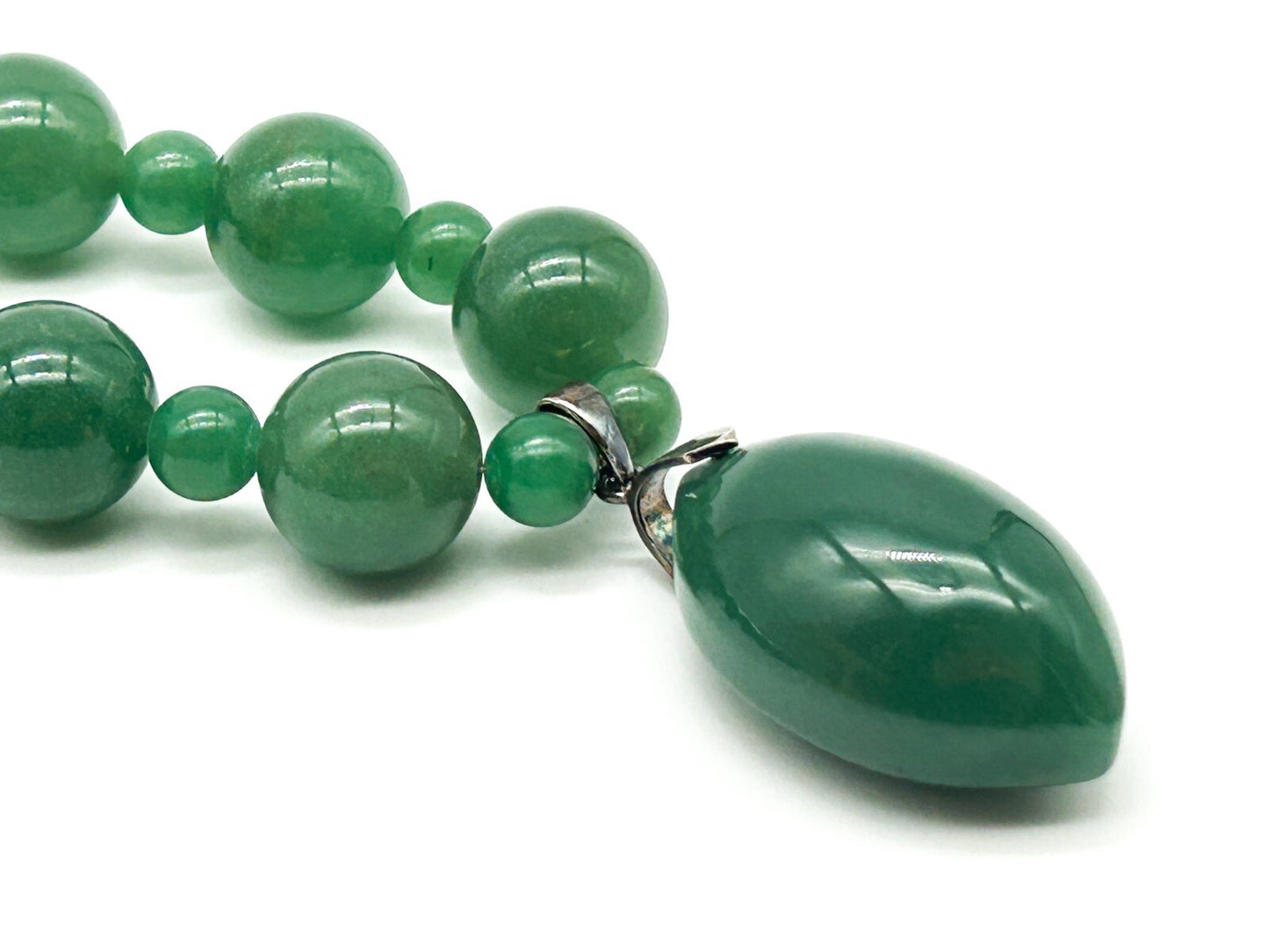 Aventurine Necklace & Earrings Set 925 Sterling Silver Pendant Bale 21”