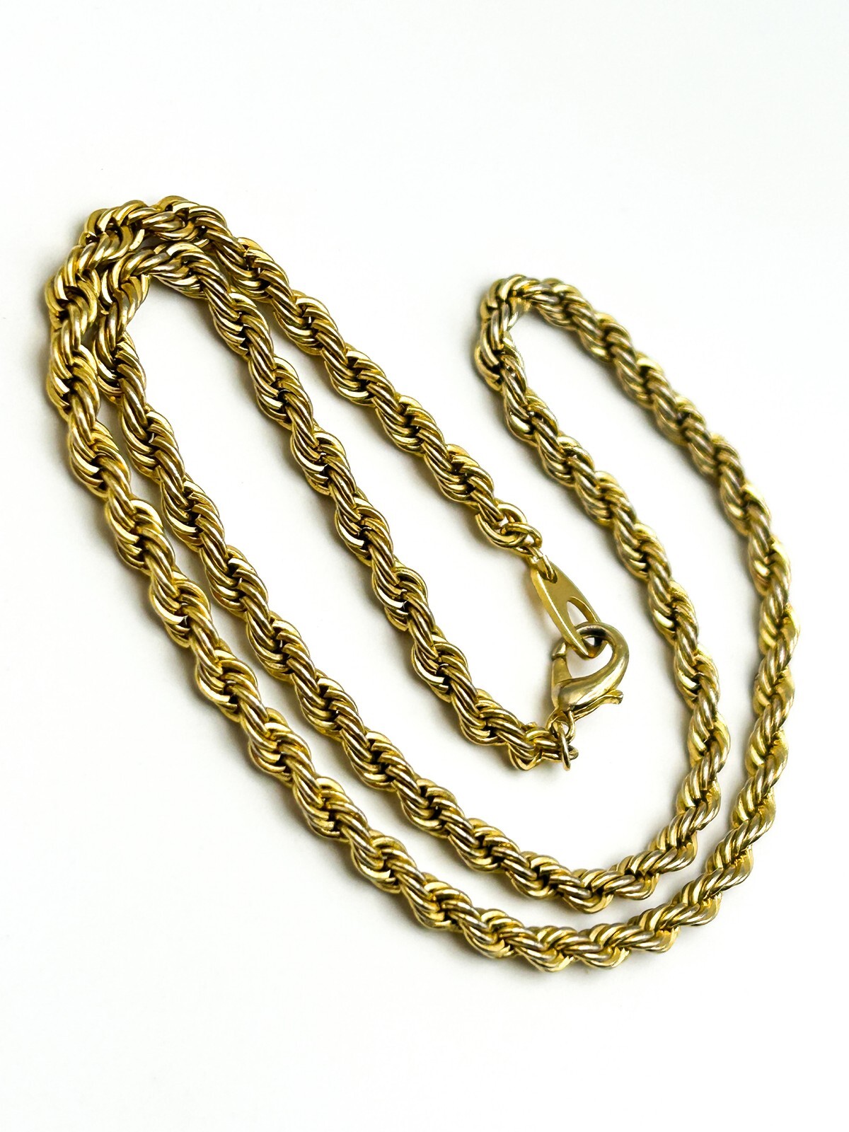 Gold Tone Rope Chain Necklace 18” Twisted Chain Minimal Classic Everyday
