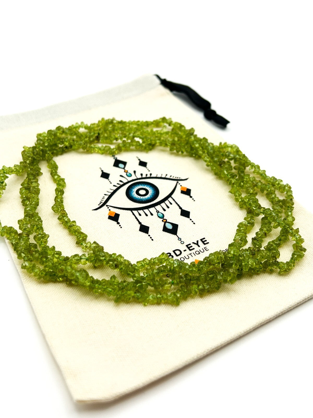 Long Layering Necklace Green Chip Beads Flapper Boho Continuous Strand