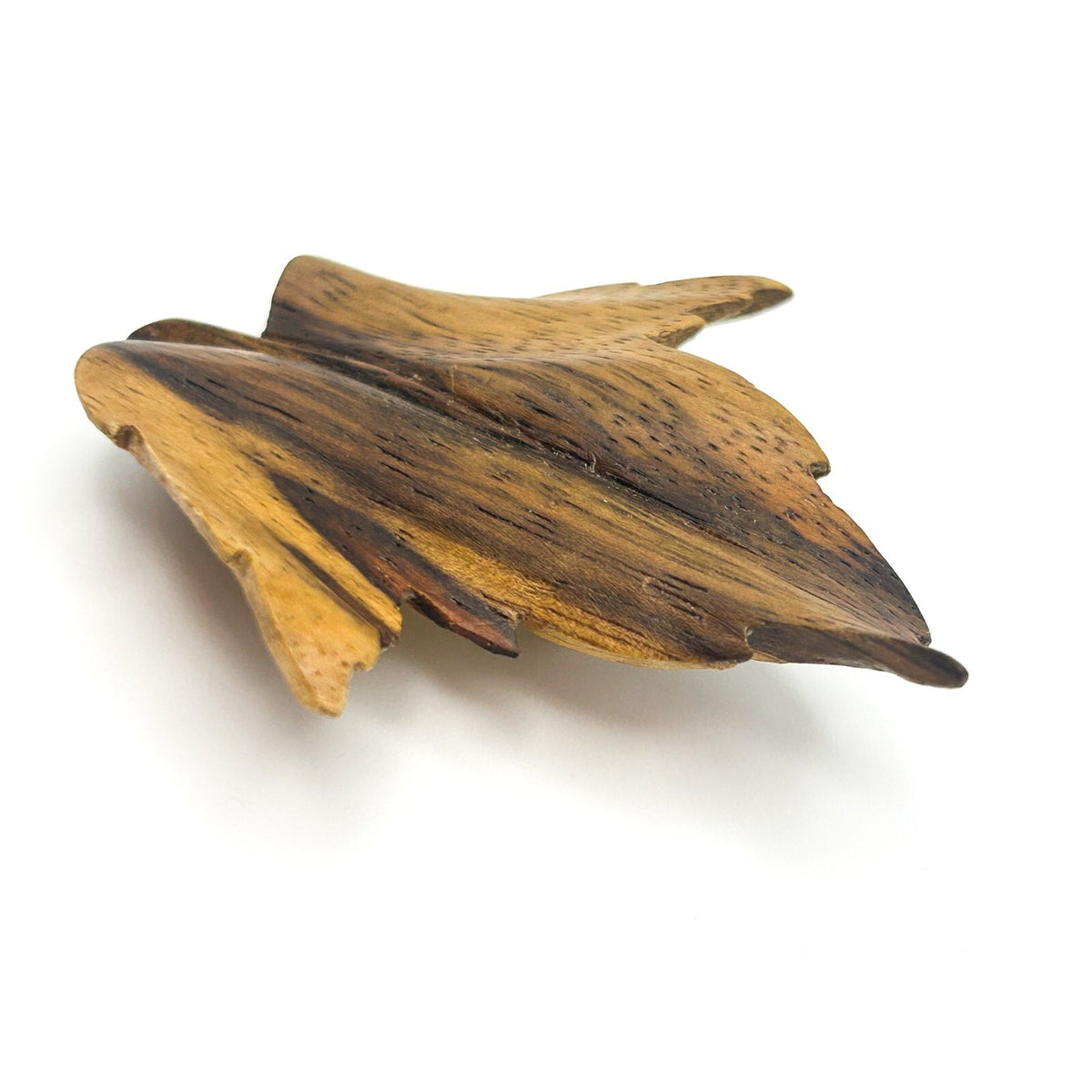 Wood Brooch Duo - Carved Leaf and Smooth Knot Slice