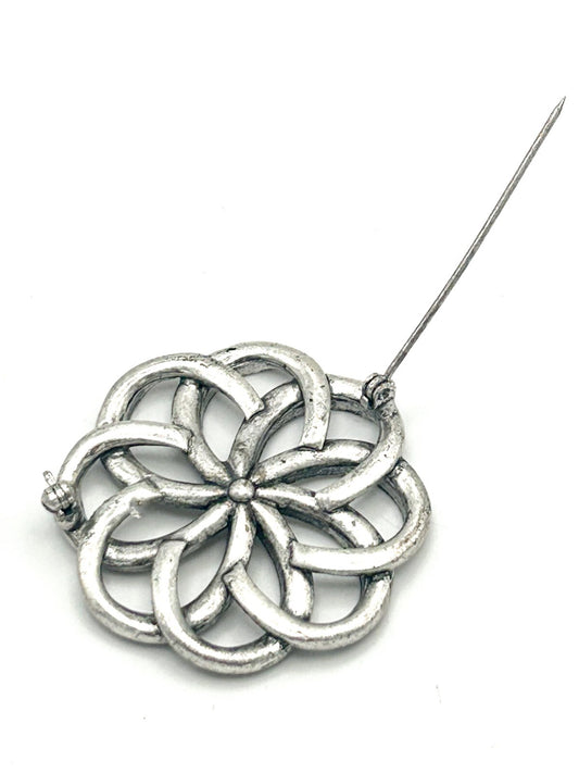 Vintage Celtic Knot Swirl Pewter Brooch
