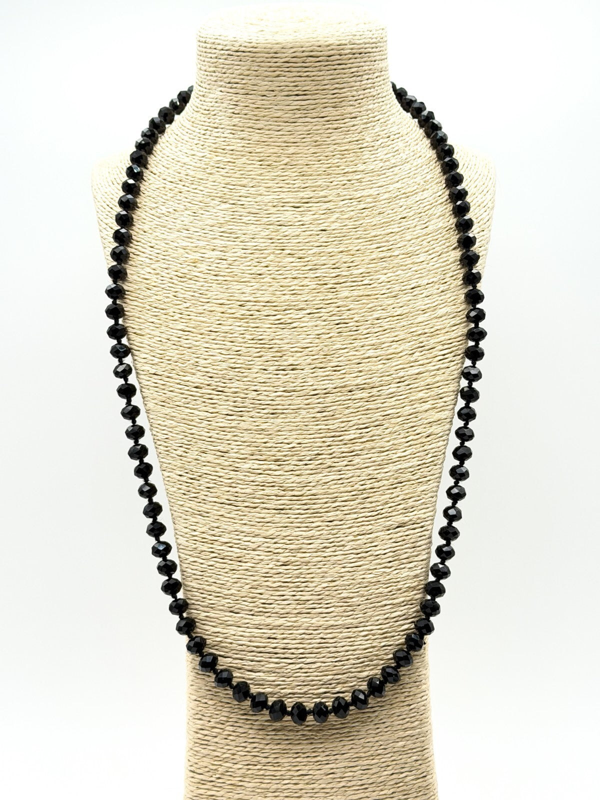 Faceted black glass necklace