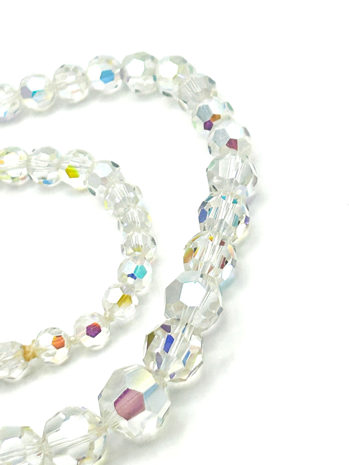Vintage Aurora Borealis Crystal Necklace Graduated Faceted Glass 17.5” Retro
