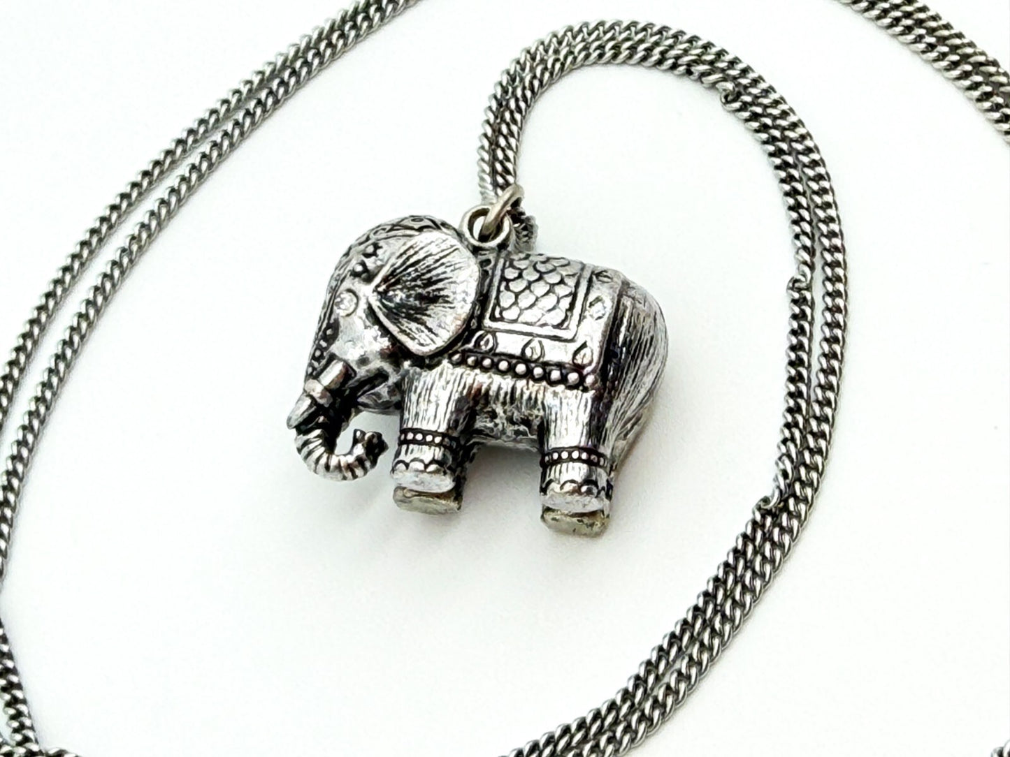 Accessorize Silver Tone Elephant Charm Pendant Long Necklace Boho
