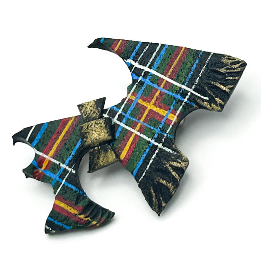 Vintage Hand-Painted Scottish Terrier Tartan Brooch