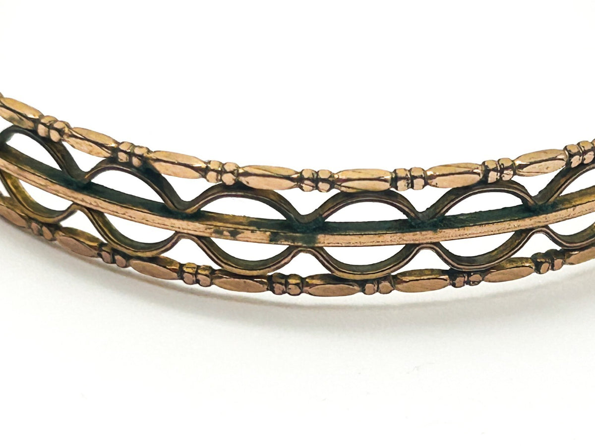 Antique Rolled Gold Openwork Bangle Art Deco Geometric Hallmarked 7cm