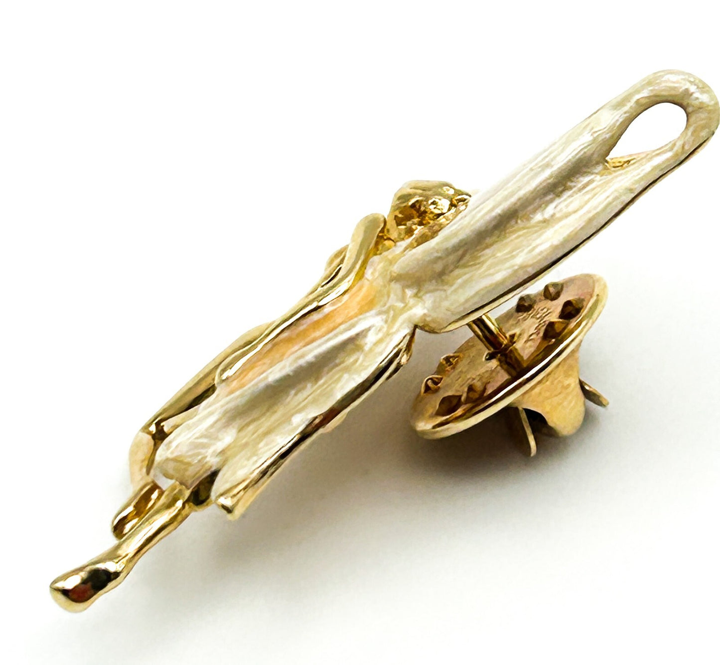 Kirks Folly Winged Fairy Brooch Enamel Gold Tone Pin Whimsical Signed