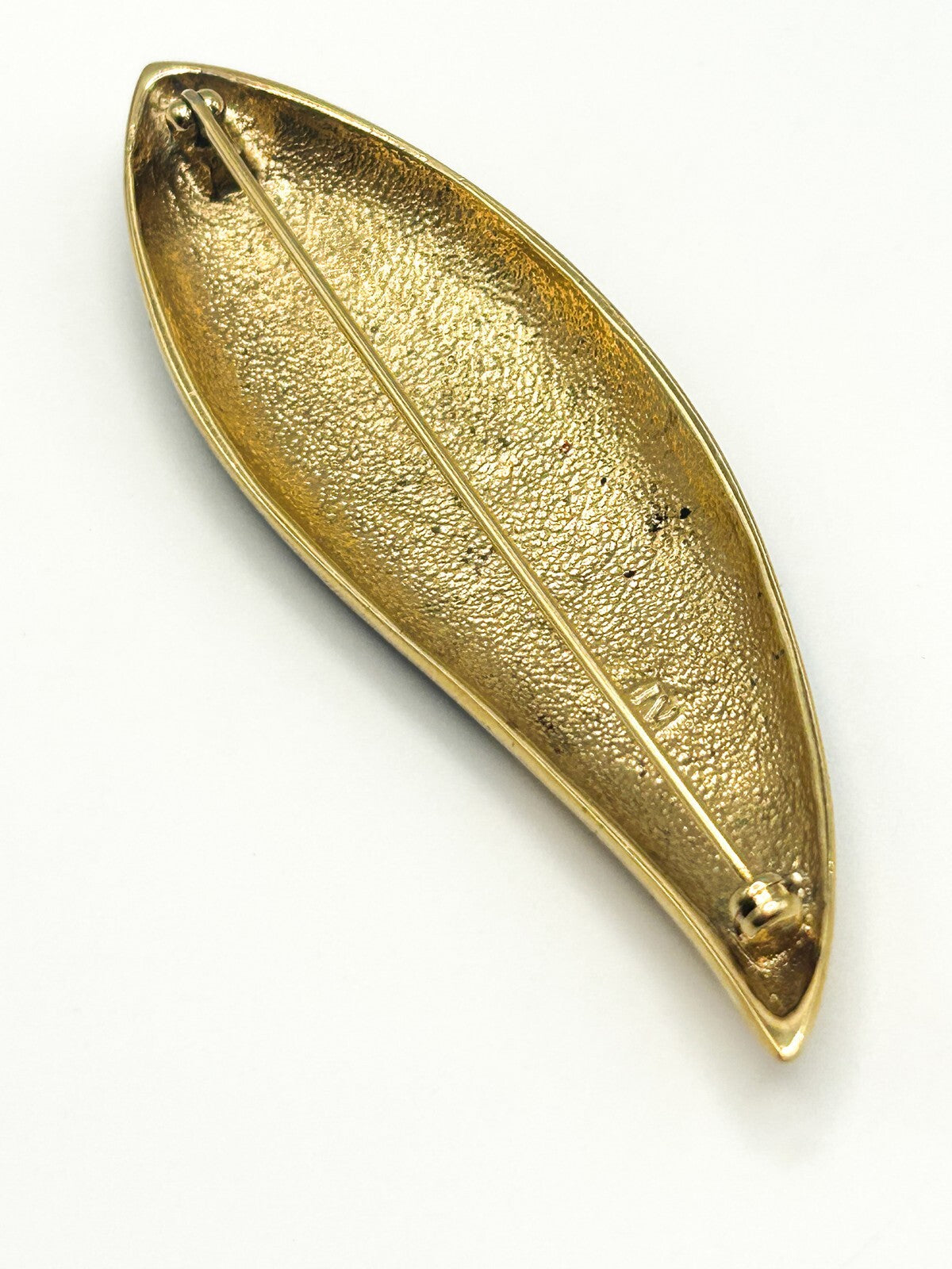 Black Enamel Gold Tone Abstract Brooch with Sweeping Lines 80s - Pin Retro