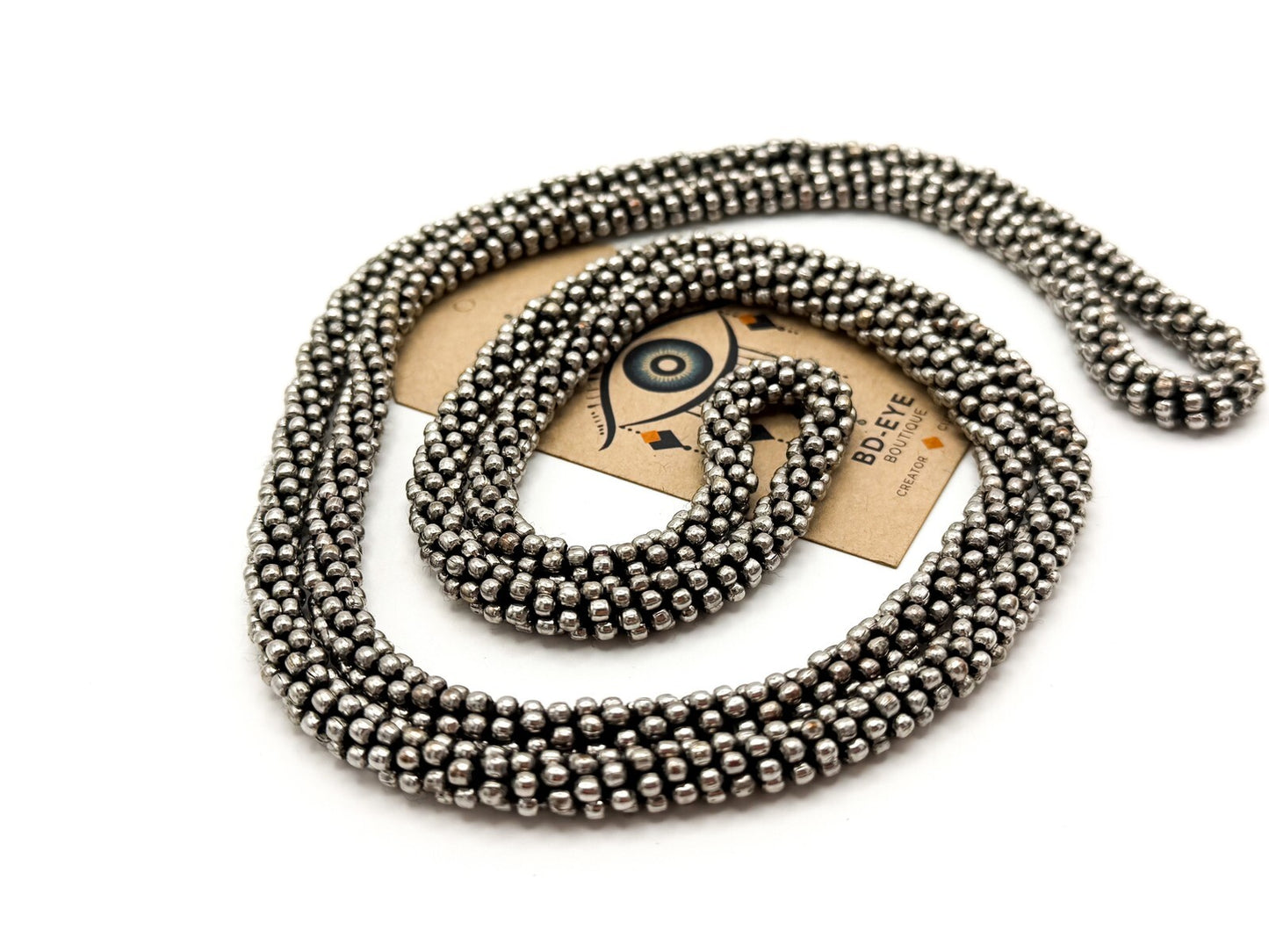 Silver Tone Popcorn Style Bead Necklace – Multi Strand Look