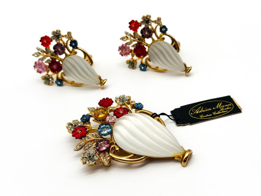 Vintage Craft (Gem-Craft) Adrien Mann Couture Giardinetti Brooch & Clip Ons