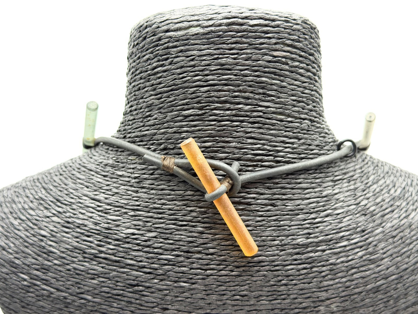 Retro Abstract Glass Bar Necklace Black Cord Modernist Style Minimalist Artisan