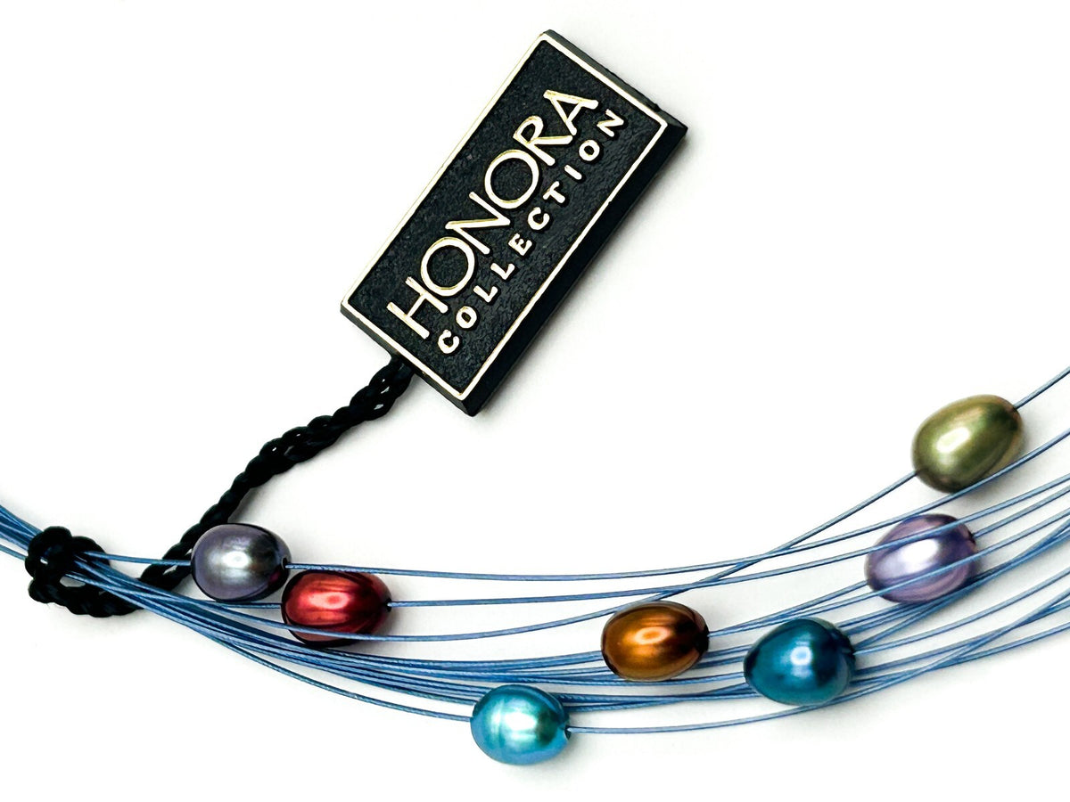 Honora Freshwater Pearl Necklace Floating Multi Strand 925 Silver Signed NWT