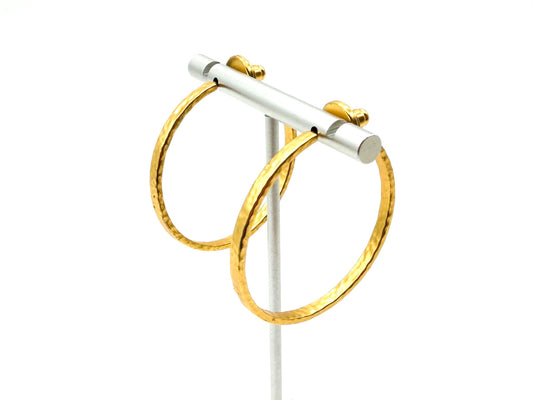 Gold Tone Textured Modern Hoop Earrings Hammered Effect Statement Hoops 4cm