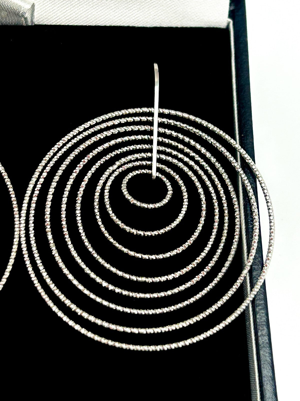 Sterling Silver 925 Spiral Circle Drop Earrings Large 4.5cm Dangle Boxed
