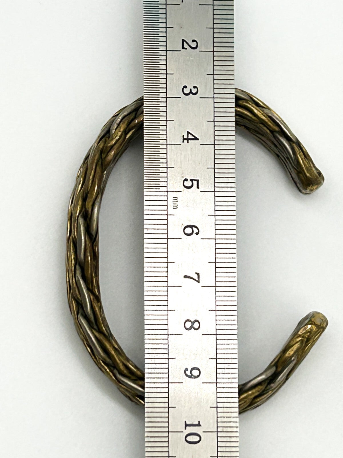 Vintage Braided Mixed Metal Chunky Cuff Bracelet Brass Silver Tone 60s-70s Retro