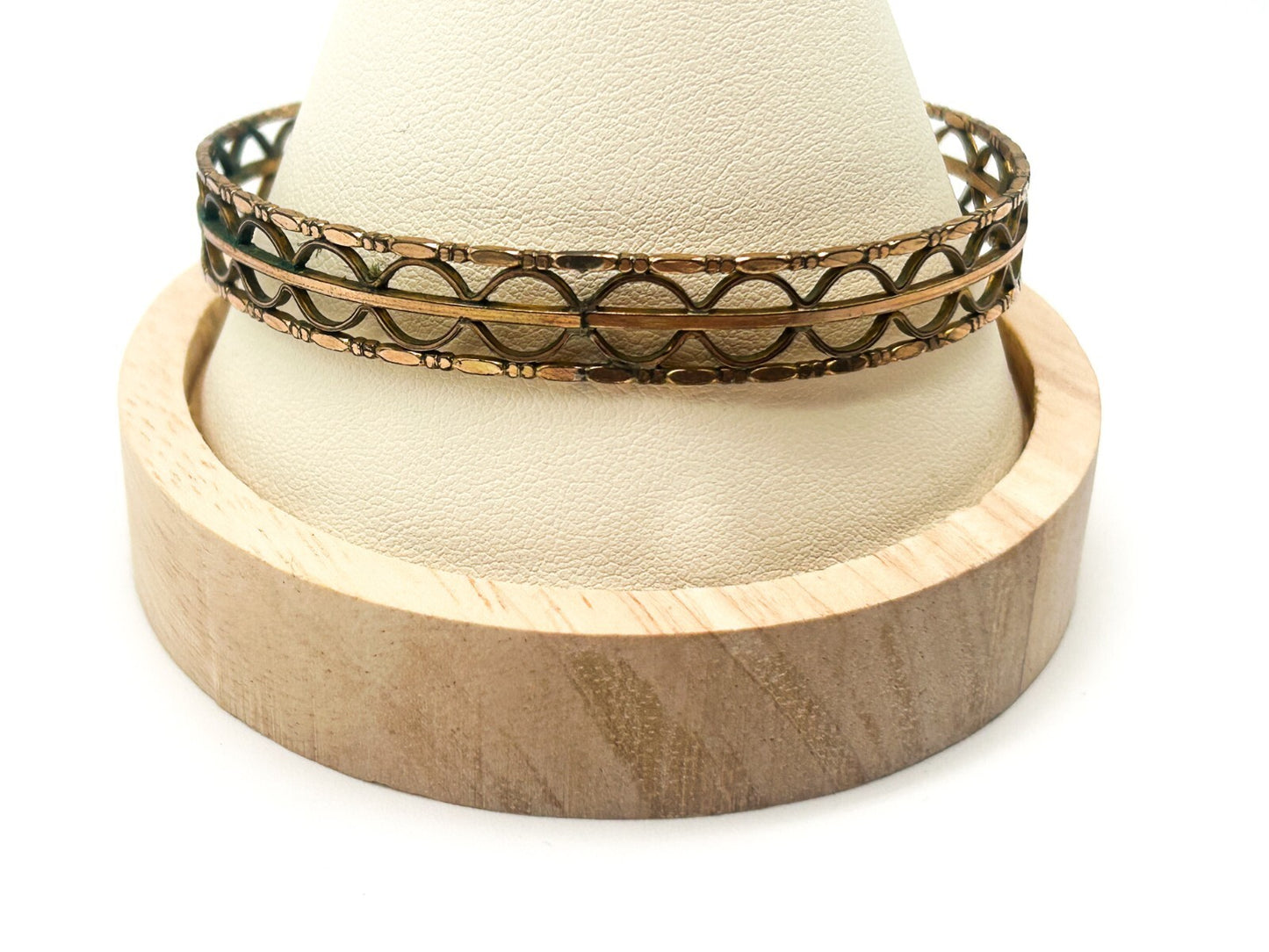 Antique Rolled Gold Openwork Bangle Art Deco Geometric Hallmarked 7cm