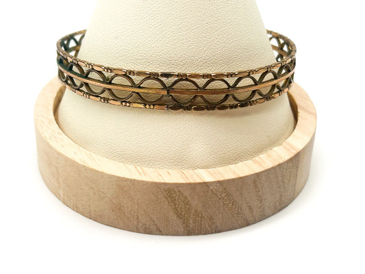 Antique Rolled Gold Openwork Bangle Art Deco Geometric Hallmarked 7cm