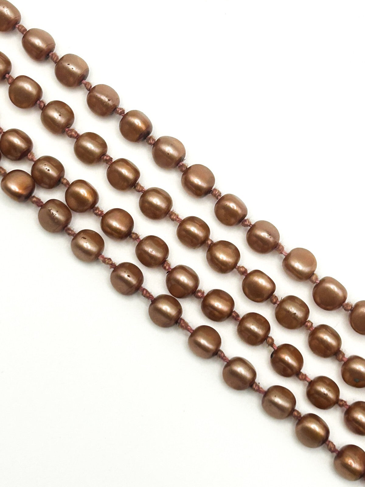 Vintage Dusky Rose Pink Glass Faux Pearl Necklace – Hand Knotted