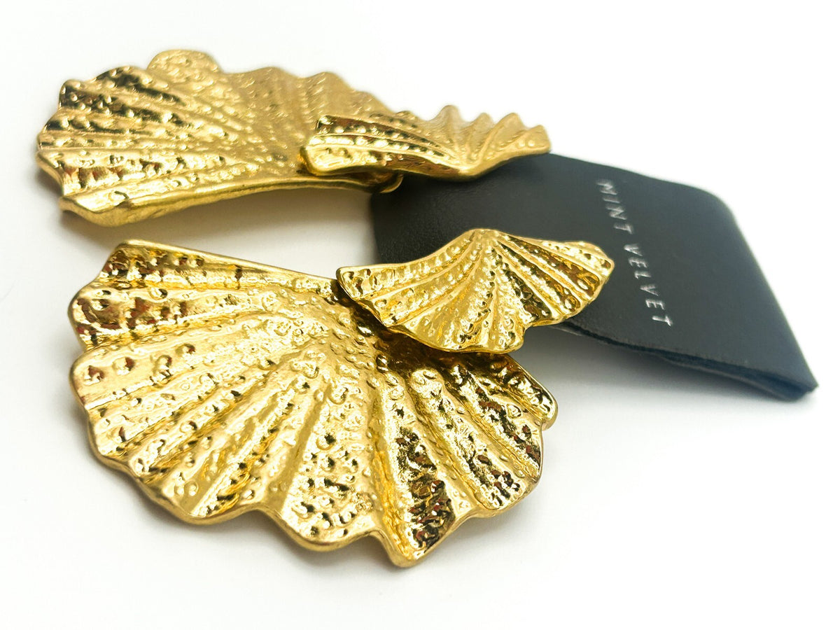 New on Card Mint Velvet Gold Tone Fan Design Earrings