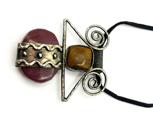 Artisan Brutalist Semi-precious Gemstone Pendant Marked No. 39