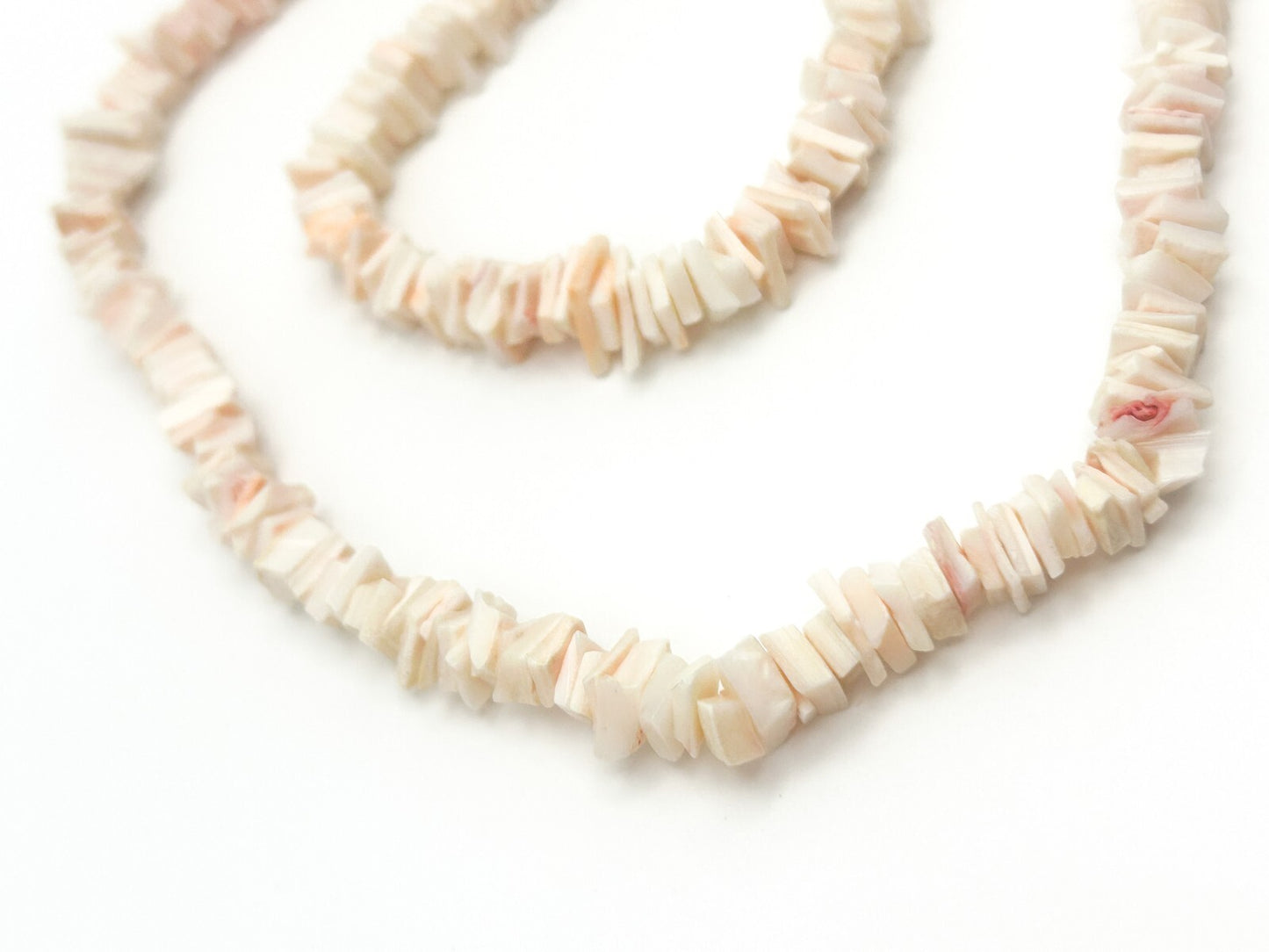 Vintage Pale Pink Shell Chip Necklace & Bracelet - Beach Sea Boho Surf