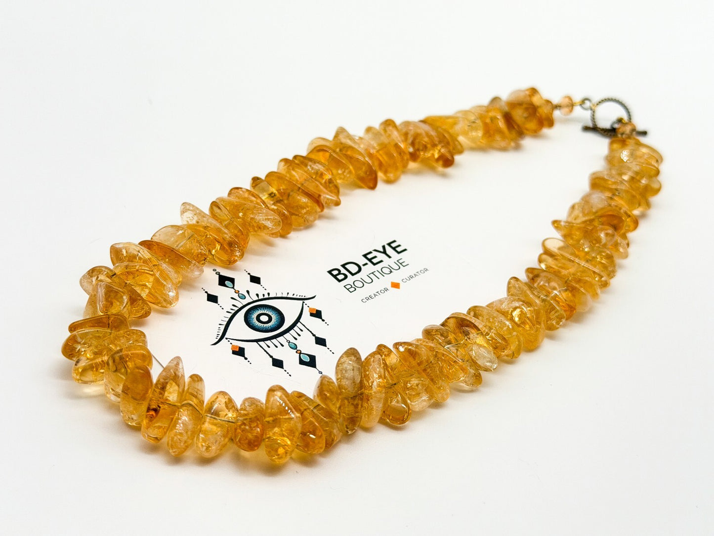 Natural Citrine Nugget Necklace Honey Yellow Gemstone Toggle Clasp Gemstone