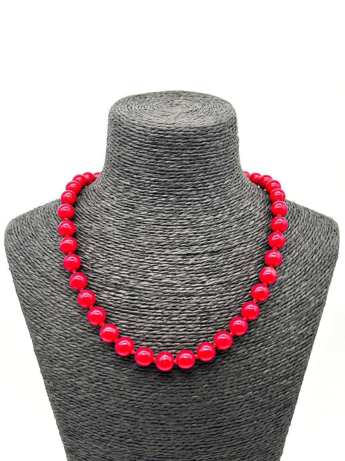 Vintage Hand Knotted Red Glass Beaded Necklace Jewellery Repair Project 18.5"