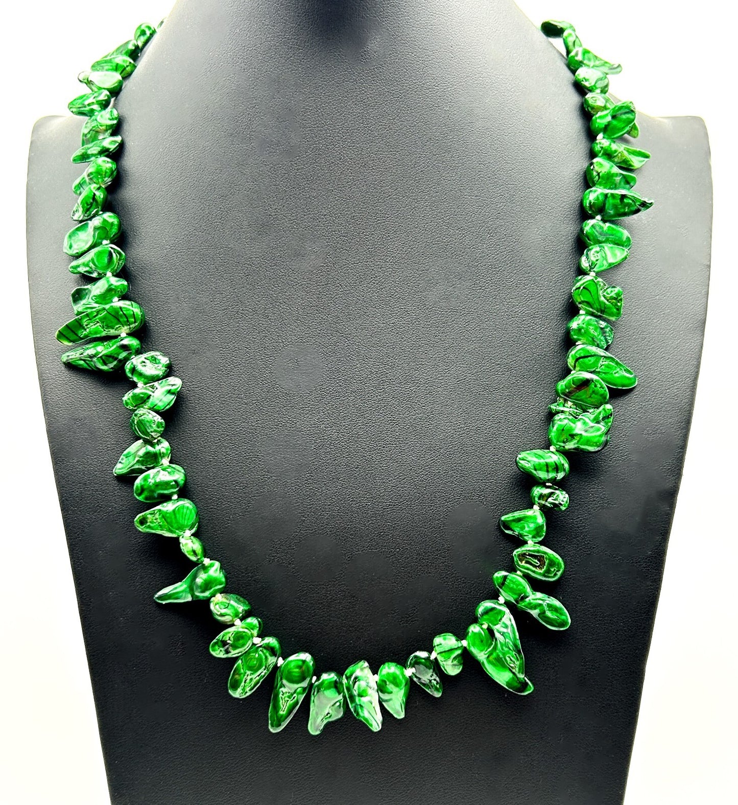 Dyed Green Baroque Pearl Necklace Resin Coated Organic Pearl Statement Necklace