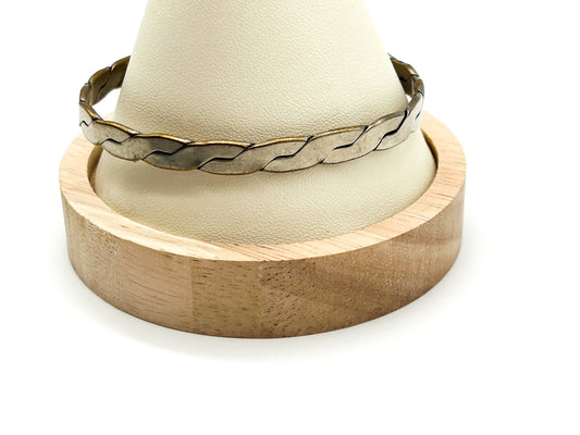 Vintage Mexican 925 Stamped Silver Plated Twist Bangle Hecho En Mexico