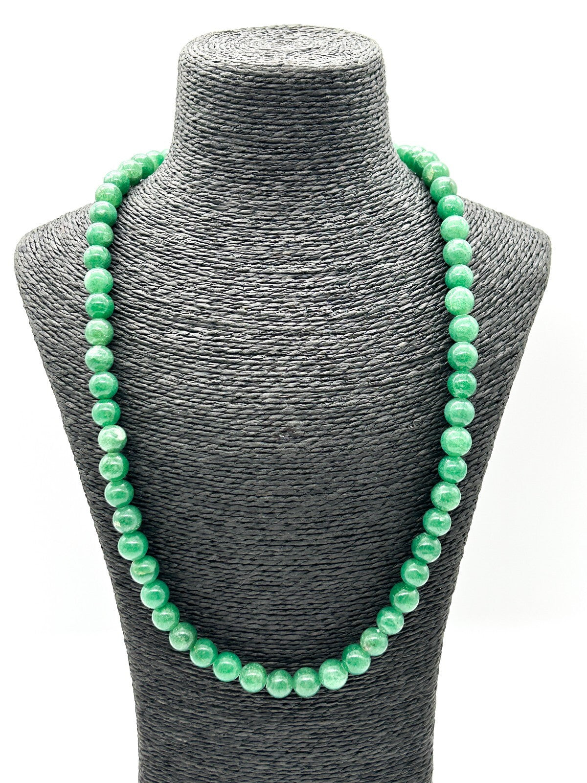 Natural Green Aventurine Necklace Round Gemstone Beads Vintage 25”