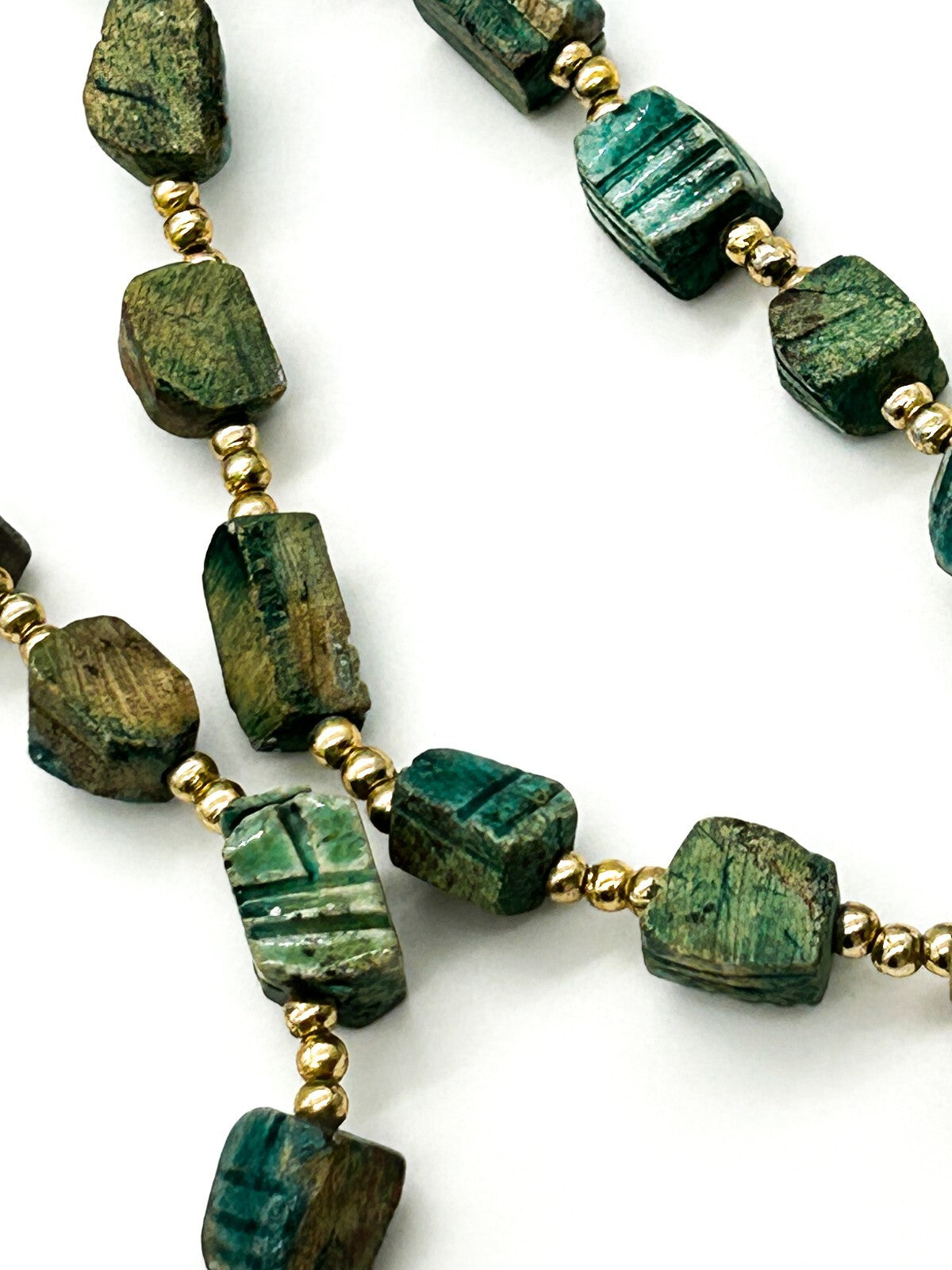 Vintage Egyptian Revival Scarab Necklace Blue Green Ceramic Beetle Pendant