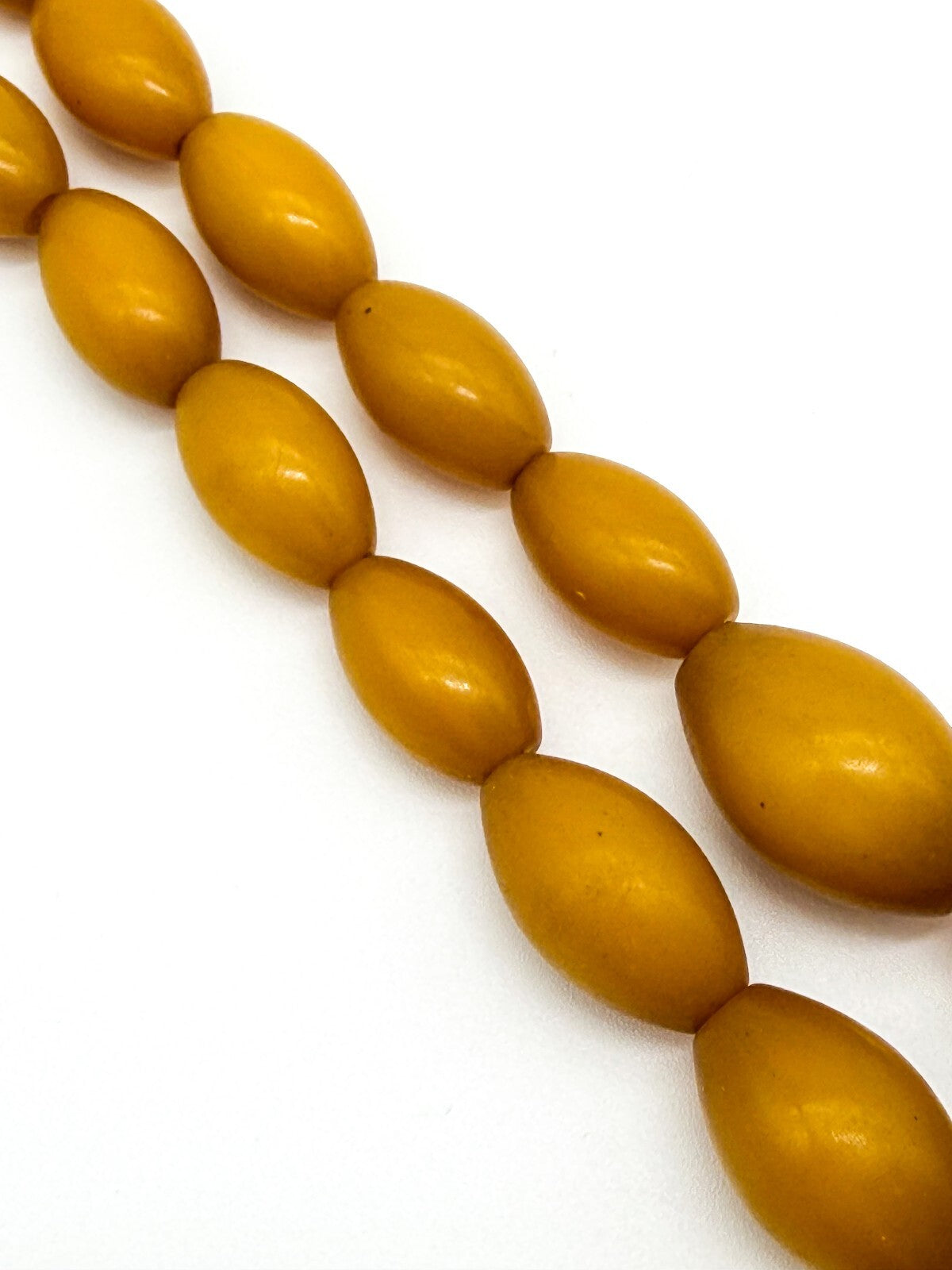 Vintage Butterscotch Phenolic Resin Bead Necklace Mid Century 17.5”