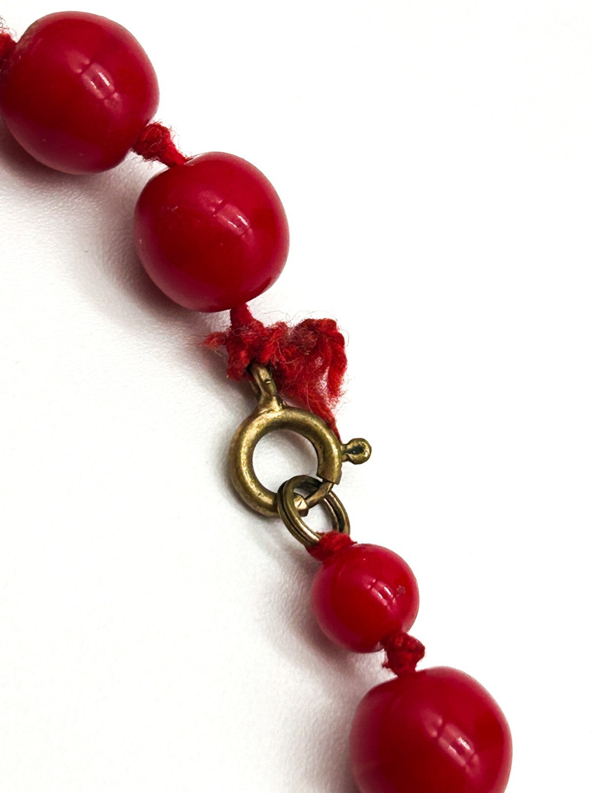 Vintage Hand Knotted Red Glass Beaded Necklace Jewellery Repair Project 18.5"