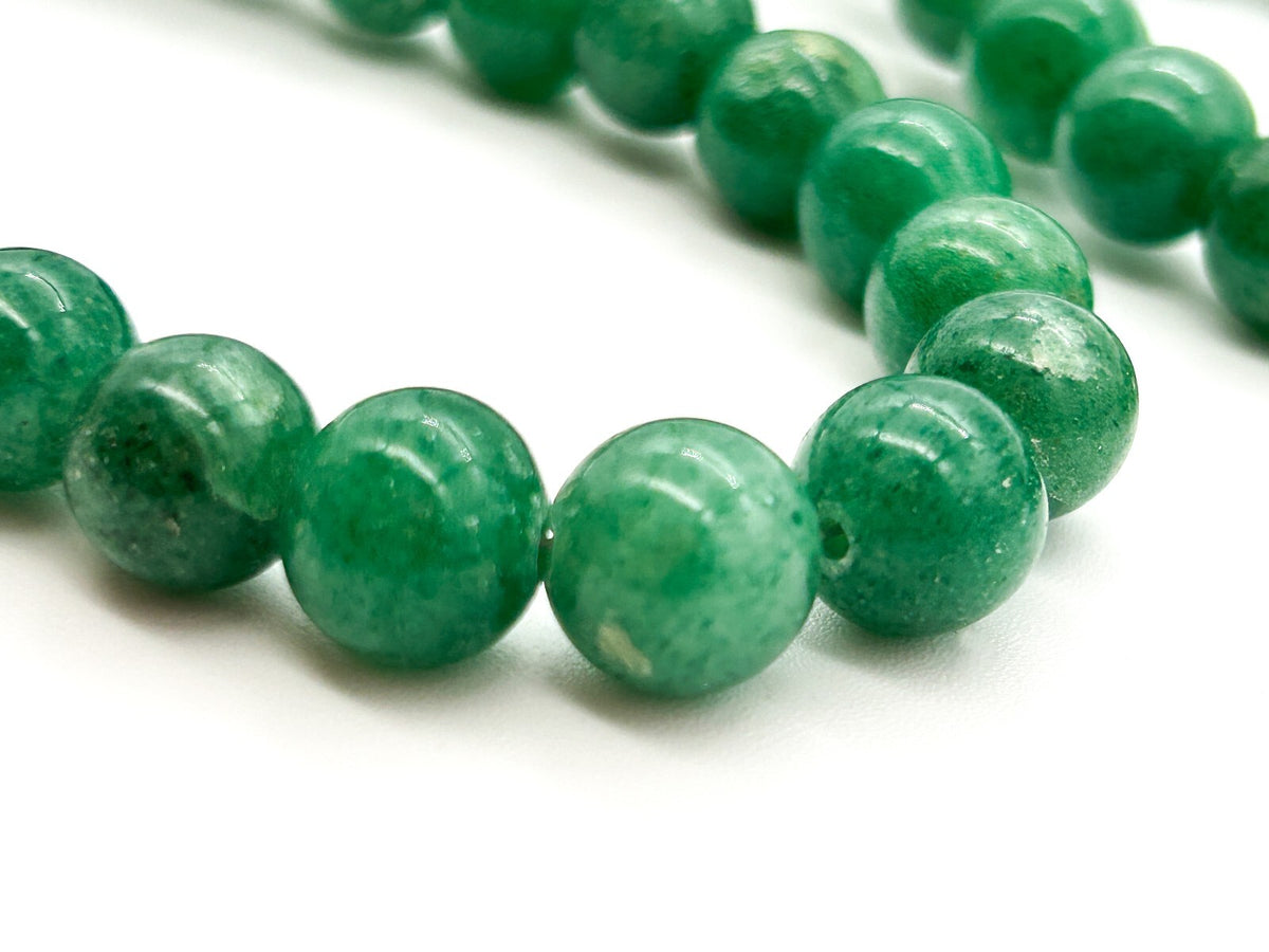 Natural Green Aventurine Necklace Round Gemstone Beads Vintage 25”