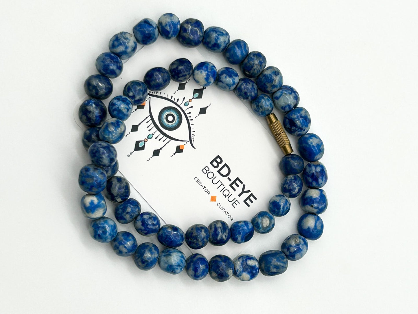 Vintage Sodalite Bead Necklace Natural Blue Gemstone 21” Barrel Clasp